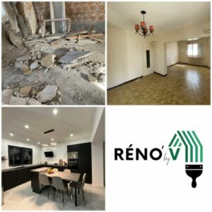 Avant après travaux de rénovation intérieure réalisés à Valence